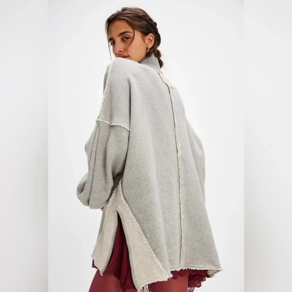 We The Free  Wonderful Pullover Sweater Slouchy Oversized Heather Gray  Large - Picture 7 of 16